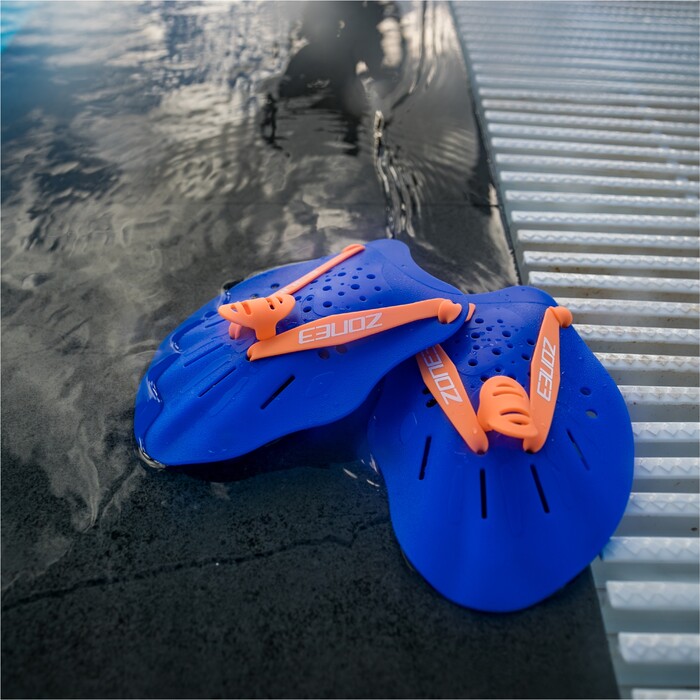 2024 Zone3 Ergo Swim Training Hand Paddles SA19EPAD - Blue / Orange